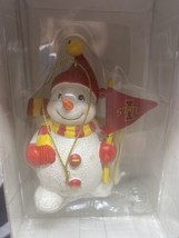 Vintage Iowa State Christmas Ornament Snowman Rally Flag NEW Fan Collectible - £21.46 GBP