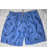 Kirkland Signature Lined Swim Trunks Mens XL Blue Pineapples Drawstring - £10.24 GBP