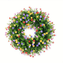 Flower Wreath Decor with Colorful Silk Roses and Eucalyptus Leaves - £19.77 GBP