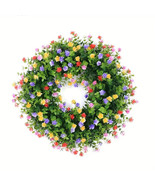 Flower Wreath Decor with Colorful Silk Roses and Eucalyptus Leaves