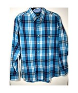 Chaps by Ralph Lauren Vintage Blue/Black Striped Button Up Logo Crest Me... - $25.65