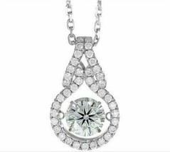 2Ct Simulated Diamond Pretty Pendant Necklace 14K White Gold Plated Free Chain - £91.11 GBP