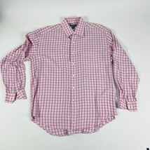 Johnston &amp; Murphy Business Casual Shirt Mens Large Checkered Pink Button Up - £8.51 GBP