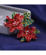 Handcrafted Rhinestone Poinsettias Christmas Brooch Pin  - €12,74 EUR Handcrafted Rhinestone Poinsettias Christmas Brooch Pin  - €12,74 EUR