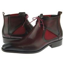 Carrucci Lace-up Chelsea / Chukka, Men&#39;s Leather Ankle  Boots, Red - £89.74 GBP