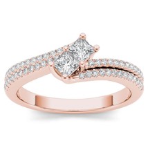 Authenticity Guarantee 
14K Rose Gold 0.50 Ct Princess Diamond Two Stone Enga... - £682.04 GBP