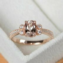 1.25Ct Oval Cut Peach Morganite Solitaire Exclusive Ring 14K Rose Gold Finish - £70.82 GBP