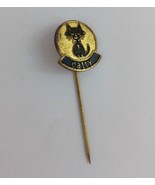 Vintage Catty Black Cat On Gold Tone German Stick Lapel Pin - $10.19