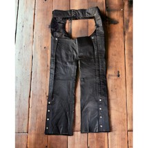 MONTANA GENIUNE LEATHER Women&#39;s Small BLACK MOTORCYCLE CHAPS Pants - $59.60