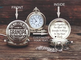 Engraved Brass Pocket Watch - Personalized Gift For Grandpa - Gifts For Family - £18.34 GBP+