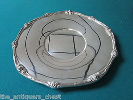 Silverplate round tray decorated with roses in borders, unmarked, 11&quot; di... - $44.55