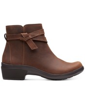 Clarks Women&#39;s Angie Spice Booties Dark Tan 8M B4HP - £63.90 GBP