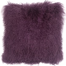 Mongolian Sheepskin Purple Throw Pillow, with Polyfill Insert - £60.85 GBP