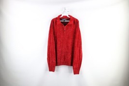 Vintage 90s Streetwear Mens Large Ribbed Knit Collared Pullover Sweater Red - $49.45