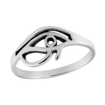 Mystical Eye of Ra Protective Symbol .925 Sterling Silver Band Ring-9 - £12.65 GBP