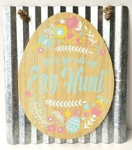 Let&#39;s go on an Egg Hunt Wall Sign Metal &amp; Wood Easter 11 1/4&quot; x 10 1/4&quot; NWT - £11.95 GBP