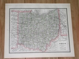 1886 Original Antique Map Of Ohio / Verso Indiana - £15.27 GBP