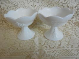 Pair Vintage Indiana/Colony Harvest White Milk Glass Candlesticks/Candle... - $14.84