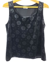 90s Vintage Delta Burke Black Velvet Tank Top with Rhinestone Design - $11.29