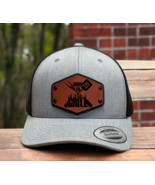 Born To Grill Barbecue Master BBQ Trucker Hat Cap with Wood Leather Patch - $38.02 CAD