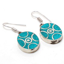 Tibetan Turquoise Handmade Bohemian Ethnic Jewelry Earrings Nepali 1.70&quot; SA 3168 - £4.69 GBP