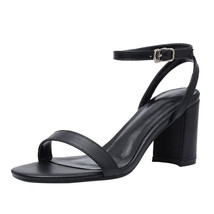 Women Sandals Casual Ankle Strap Leather Sandals Thick Heel Open Toe Plus Size 3 - £93.98 GBP