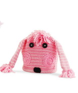 Girls Pink Poodle Dog Knit Acrylic Hat by Mud Pie  - £15.89 GBP