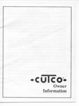 Vintage Cutco Owner Information Manual ONLY 1989 Alcas Cutlery Corp ~853A - £15.08 GBP