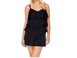 NEW W/TAGS~One Piece Swimsuit/Romper~Fit 4 U~V-Tiered~Retail $118.00~Sz16~Black - £43.15 GBP