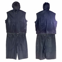 Pelle Pelle Men Outfit Set, Hoodie &amp; Short, Premium Cowhide Leather (SOLD AS SET - £500.82 GBP