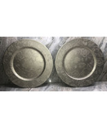 Set Of 2 Gold Color Elegant Floral Raised 13” Plastic Charger Plates-New... - €14,44 EUR