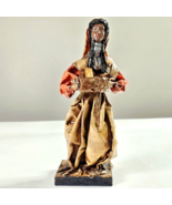 Vintage Handmade Mexican Folk Art Paper Mache Figurine Woman With Bread ... - £19.72 GBP