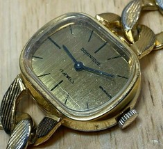 Vintage Dominique Lady Gold Tone Chain Bracelet Hand-Wind Mechanical Watch Hours - £10.41 GBP