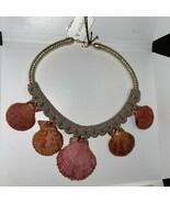 Piper K Coral Shell Pendant Necklace with Brown Cord new - $123.74 CAD