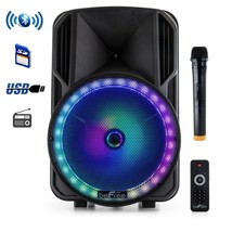 beFree 12&quot; Portable Bluetooth PA DJ Party Speaker w Lights Microphone USB FM TF - £99.25 GBP