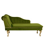 Cambridge Chaise Lounge Handmade Tufted Olive Velvet Striped Longue Acce... - $451.32 CAD