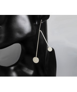  Extra Long Mismatched Earrings, Women Disc Drop Earrings, 925 Silver Je... - €85,42 EUR