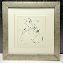 Signed Sufi Whirling Dervish Turkish Pen Ink Framed Matted - £49.18 GBP