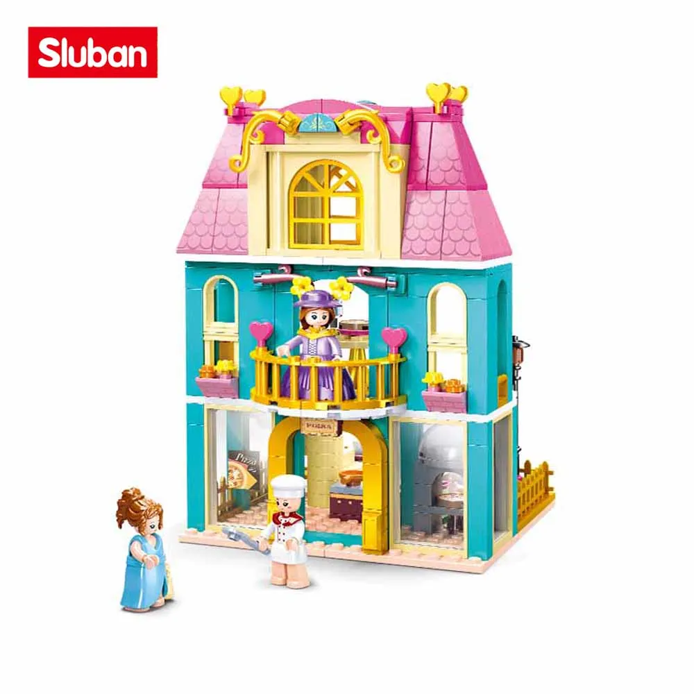 Sluban Building Block Toys Girls Dream Village 287PCS Bricks B0875 Pizza House - £34.07 GBP
