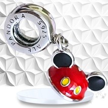 New Disney Parks Pandora Red Mickey Mouse Ear Hat Charm US seller - £51.80 GBP