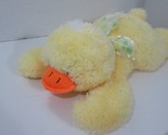 Hug &amp; Luv plush yellow duck lying down green polka dot neck bow ribbon  - $20.78