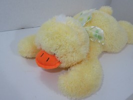 Hug &amp; Luv plush yellow duck lying down green polka dot neck bow ribbon  - £16.28 GBP