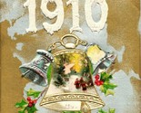 Vtg Postcard 1910 With Best New Year Wishes Gilt Embossed Bell Holly Unu... - £6.13 GBP