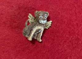 Heavenly Puppy Dog Angel Brooch Vintage Resin Lapel Pin Jewelry - $6.64