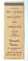 Farrell&#39;s Tavern - Indian Lake, New York Restaurant 20 Strike Matchbook Cover NY - £1.30 GBP