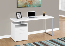 24 Inch White and Silver Computer Desk With Two Drawers - €552,61 EUR