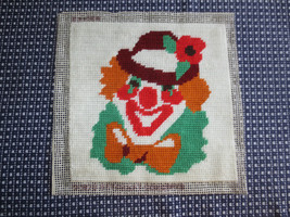 HAPPY &amp; SMILING CIRCUS CLOWN Needlepoint - 12&quot; x 12&quot; + border canvas - £6.24 GBP