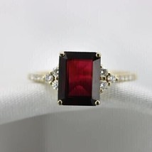 14k Yellow Gold Plated 2.50Ct Emerald Simulated Garnet Engagement Solitaire Ring - £73.97 GBP