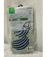 2 Gaiam Grippy Yoga Socks Toeless One Size Fits Most Grey With Blue Dots - £7.95 GBP