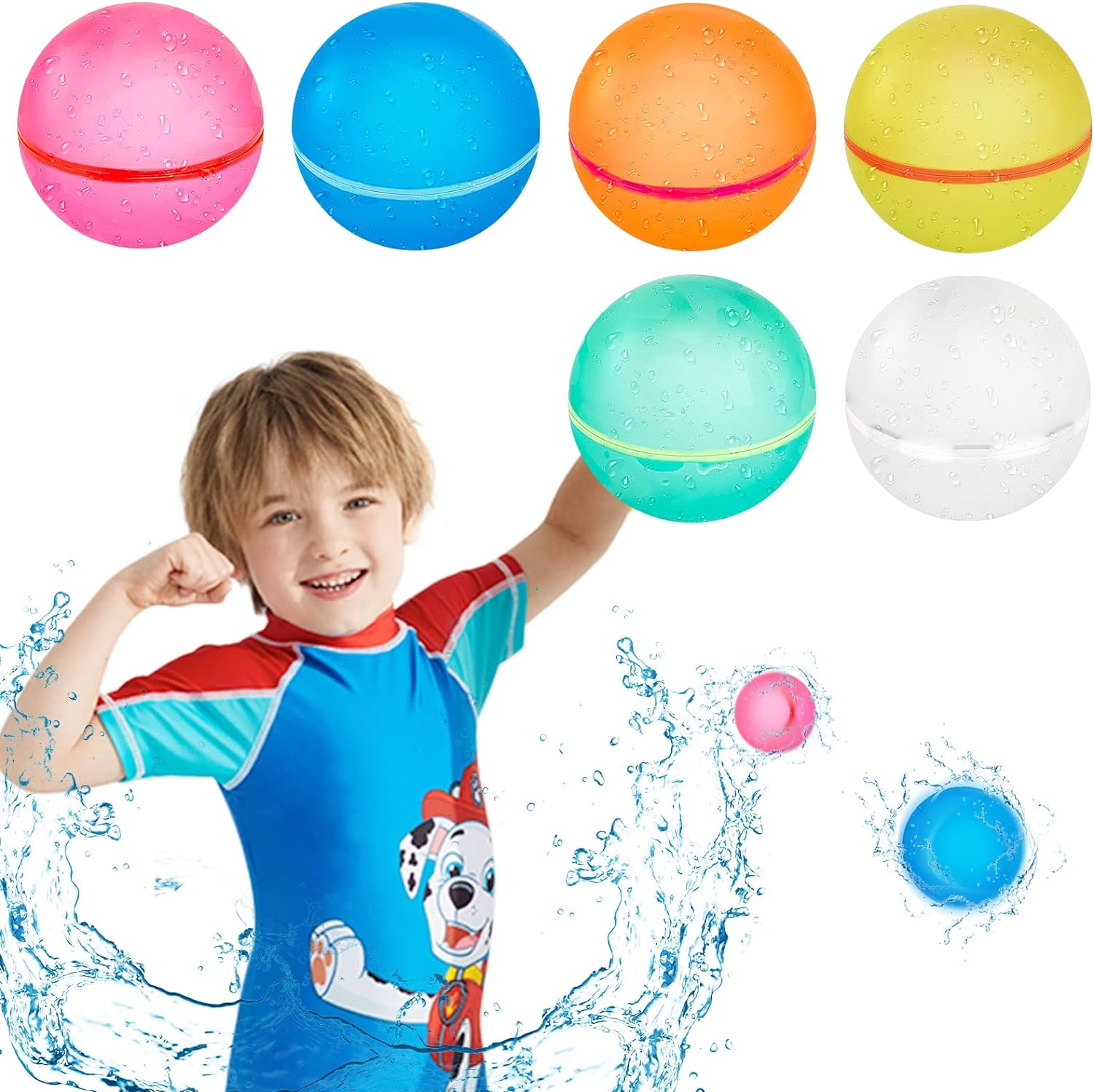 Primary image for Reusable Water Balloons for Kids Water Bombs Splash Balls for Pool,Summer, 6 PCS